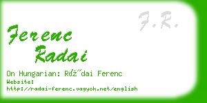 ferenc radai business card